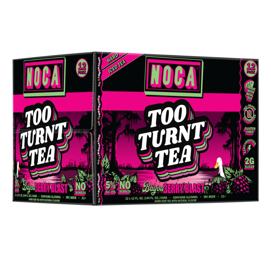 NOCA Bayou Berry Blast with pink and black design on a white background