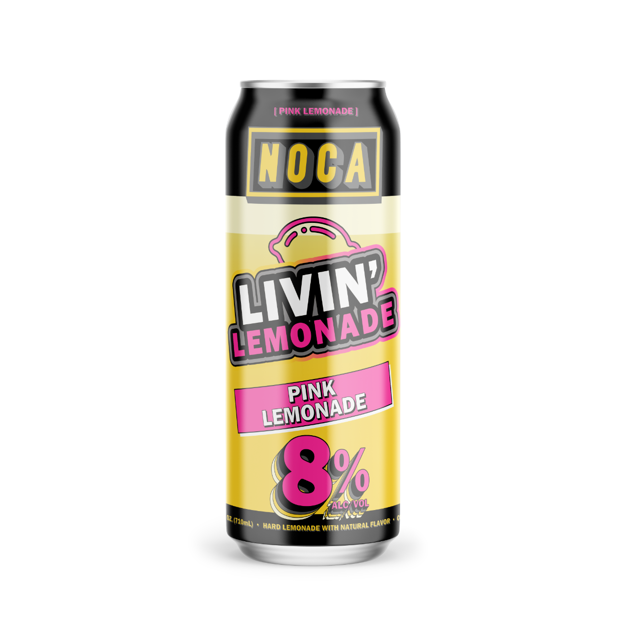 Can of NOCA Livin' Lemonade Pink Lemonade on a white background